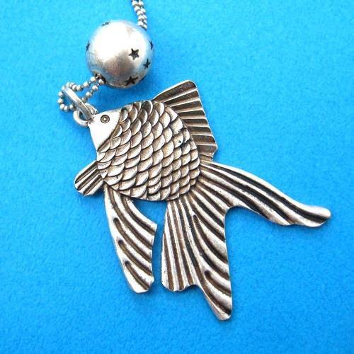 Goldfish Pendant Necklace in Silver | Sea Themed Animal Jewelry | DOTOLY