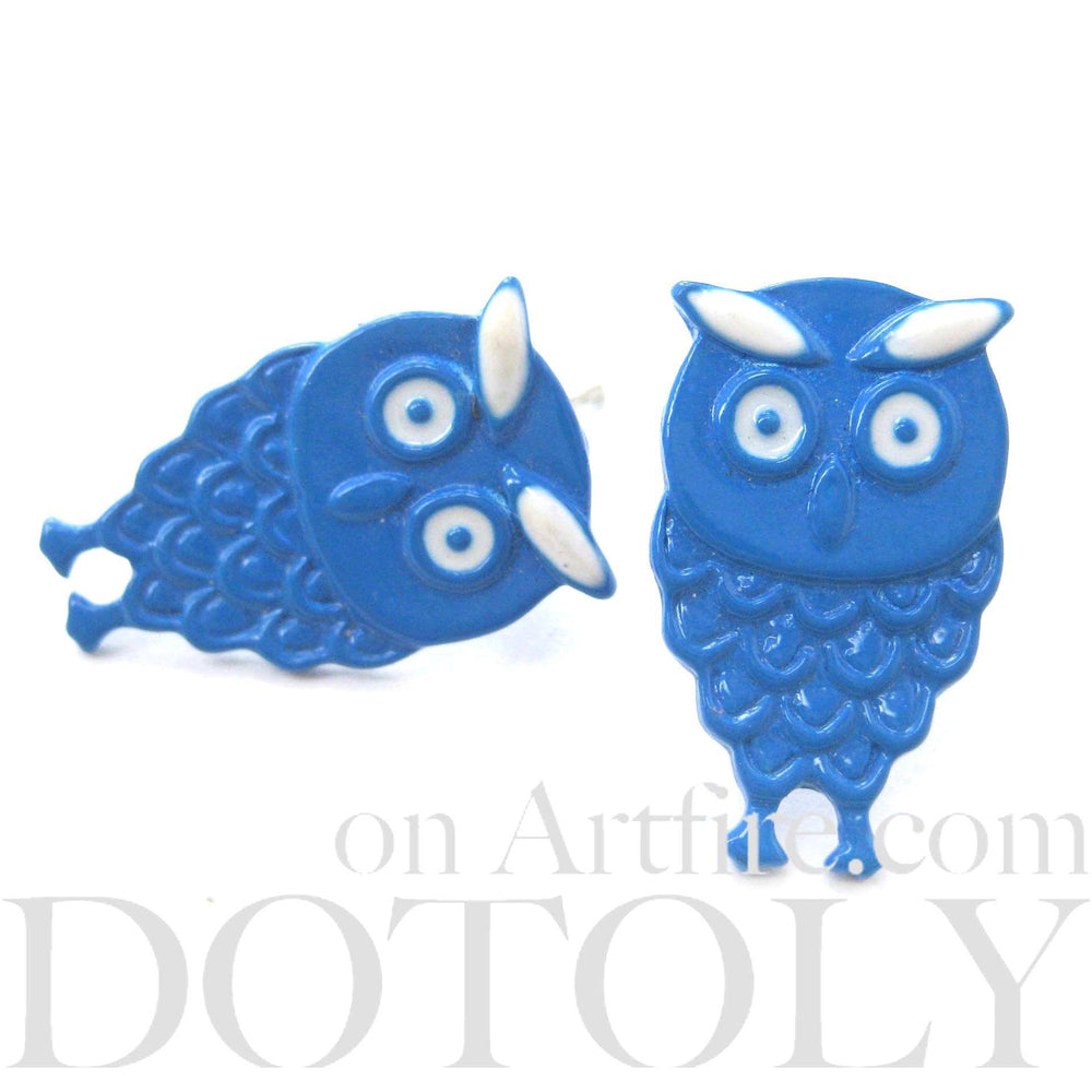 Unique Owl Shaped Stud Earrings in Blue | Animal Jewelry | DOTOLY