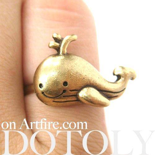 Adorable Whale Shaped Adjustable Animal Ring in Brass | DOTOLY | DOTOLY
