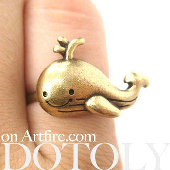 Adorable Whale Shaped Adjustable Animal Ring in Brass | DOTOLY | DOTOLY