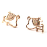 Small Puppy Dog Silhouette Animal Stud Earrings in Rose Gold | DOTOLY
