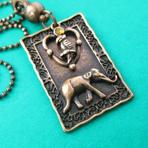 elephant-parrot-animal-charm-necklace-in-bronze-with-rhinestone