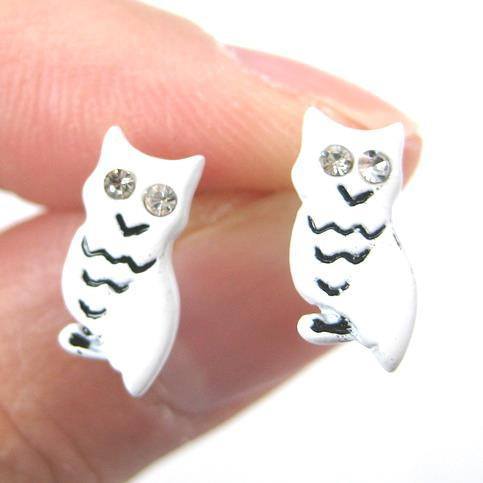 Arctic Snowy Owl Stud Earrings in White | Animal Jewelry | DOTOLY