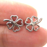 Four Leaf Clover Shaped Floral Stud Earrings in Silver | DOTOLY | DOTOLY