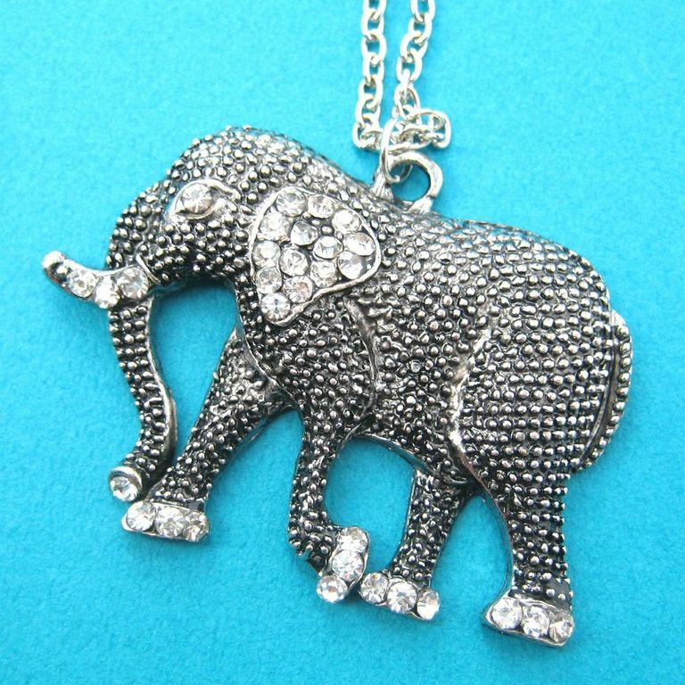 pretty-elephant-animal-charm-necklace-in-dark-silver-with-rhinestones