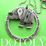 Robot Elephant Animal Pendant Necklace in Silver with Rhinestones | DOTOLY