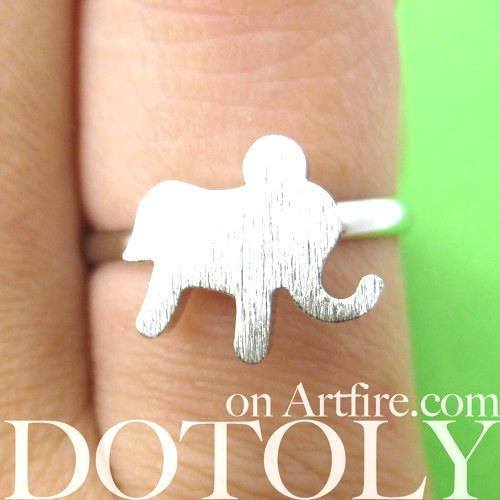 Adjustable Elephant Silhouette Shaped Animal Ring in Silver | DOTOLY | DOTOLY
