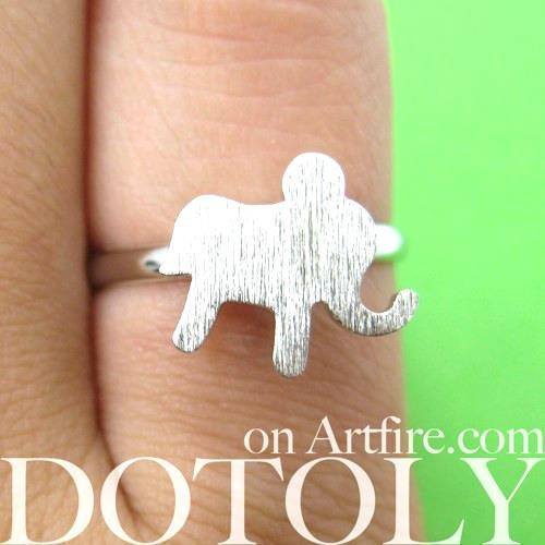 Adjustable Elephant Silhouette Shaped Animal Ring in Silver | DOTOLY | DOTOLY