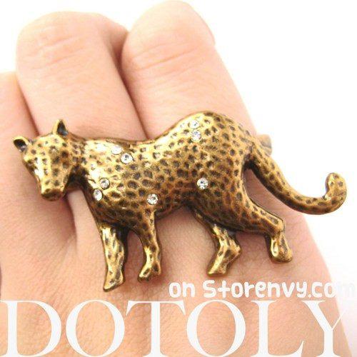 realistic-unique-leopard-cat-animal-double-duo-finger-ring-in-bronze