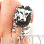 Adjustable Lion Animal Wrap Around Ring in Shiny Silver | DOTOLY | DOTOLY