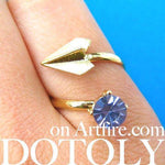 Adjustable Origami Paper Airplane Wrap Ring in Gold with Gemstone Detail | DOTOLY