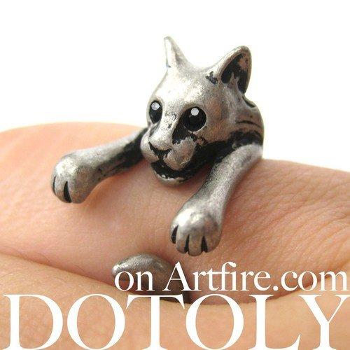 Cat and Mouse Shaped Animal Wrap Ring 2 Piece Set | US SIze 4 - 8.5 | DOTOLY