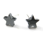 Universe Night Sky: Star Shaped Stud Earrings in Gunmetal Silver | DOTOLY
