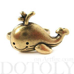 Adorable Whale Shaped Adjustable Animal Ring in Brass | DOTOLY | DOTOLY