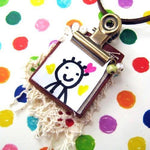 Miniature Clip Board Leather Memo Pad Photo Frame Pendant Necklace | DOTOLY