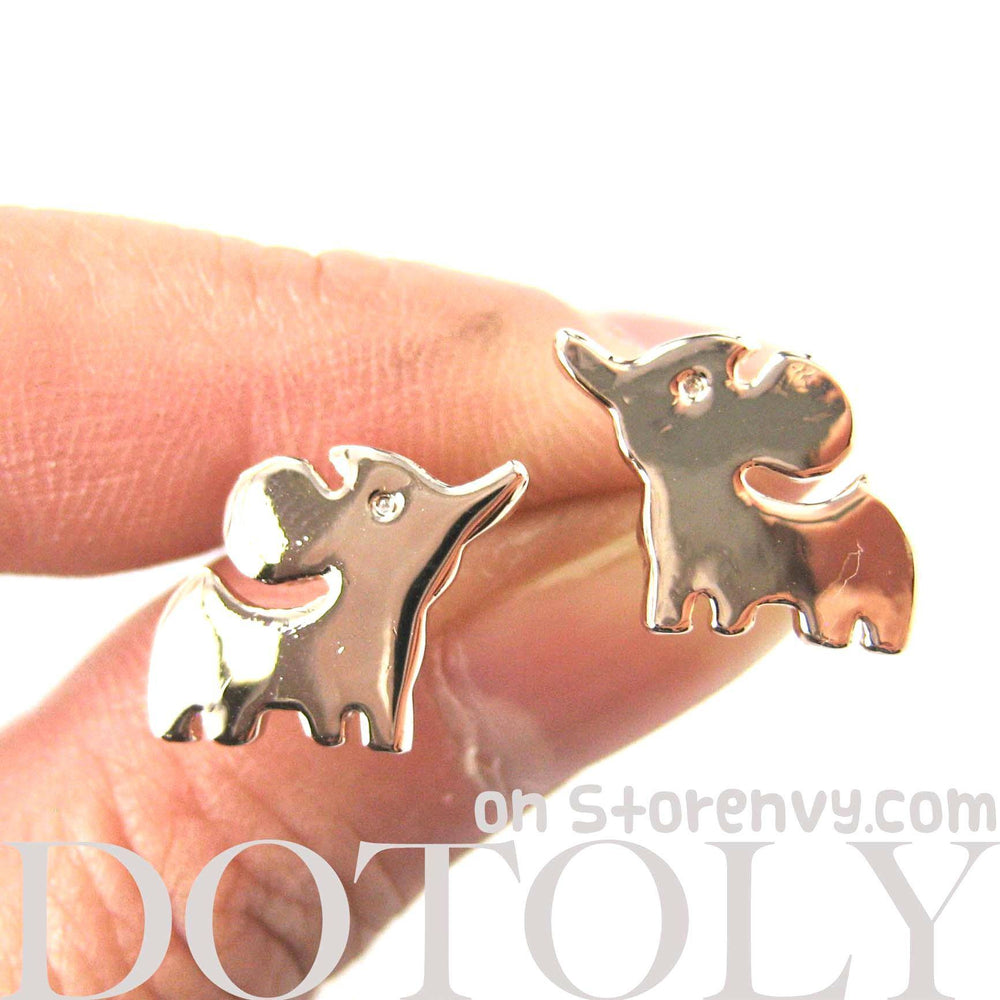 Simple Elephant Shaped Stud Earrings in Rose Gold | DOTOLY | DOTOLY