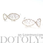 Unique Fish Shaped Wire Wrapped Stud Earrings in Sterling Silver | DOTOLY