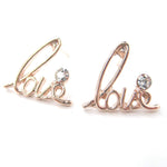 Love Cursive Stud Earrings in Rose Gold with Rhinestones | DOTOLY | DOTOLY