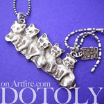 Kitty Cat Kitten Parade Pendant Necklace in Silver | Animal Jewelry | DOTOLY