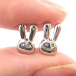 Tiny Bunny Rabbit Miffy Animal Themed Stud Earrings in Silver | DOTOLY