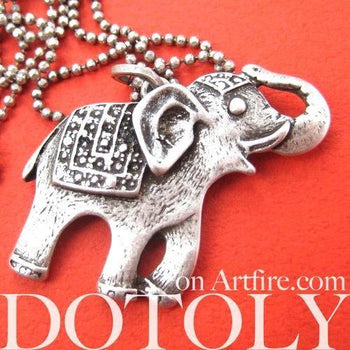 Happy Elephant Pendant Necklace in Silver | Animal Jewelry | DOTOLY