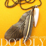 Bohemian Realistic Feather Pendant Necklace in Bronze | DOTOLY | DOTOLY