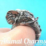 Elephant Realistic Adjustable Animal Ring in Silver on SALE – DOTOLY