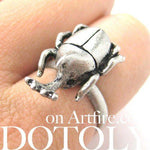 Adjustable Horned Stag Beetle Insect Animal Ring in Silver | DOTOLY | DOTOLY