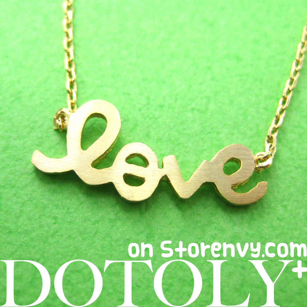 Love Cursive Hand Written Pendant Necklace in Gold | DOTOLY | DOTOLY