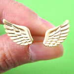 Feather Shaped Angel Wings Stud Earrings in Gold | ALLERGY FREE | DOTOLY