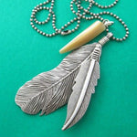 Bohemian Feather Pendant Necklace in Silver | DOTOLY | DOTOLY