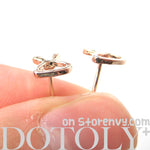 Tiny Bunny Rabbit Outline Animal Themed Stud Earrings in Rose Gold | DOTOLY