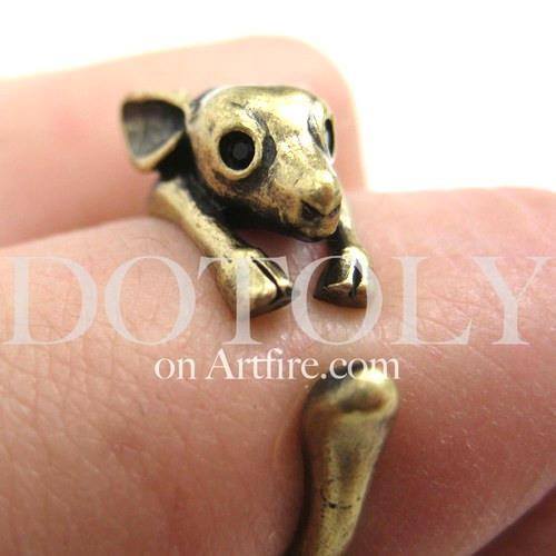 Spotted Reindeer Caribou Deer Animal Wrap Around Ring in Brass | US Size 4 - 9 | DOTOLY