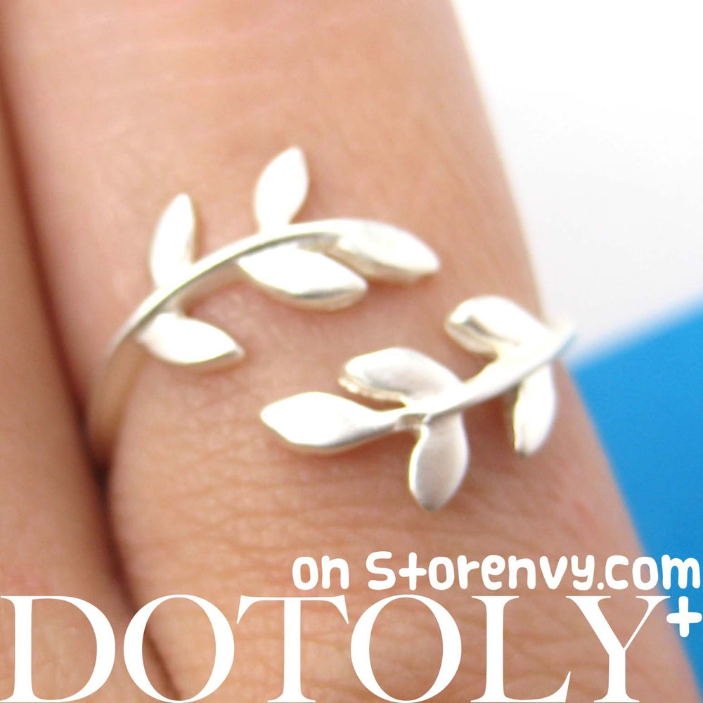 Beautiful Floral Leaves Wrap Around Adjustable Ring in Silver | DOTOLY | DOTOLY