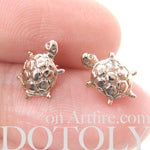 Turtle Tortoise Sea Animal Small Stud Earrings in Rose Gold | DOTOLY