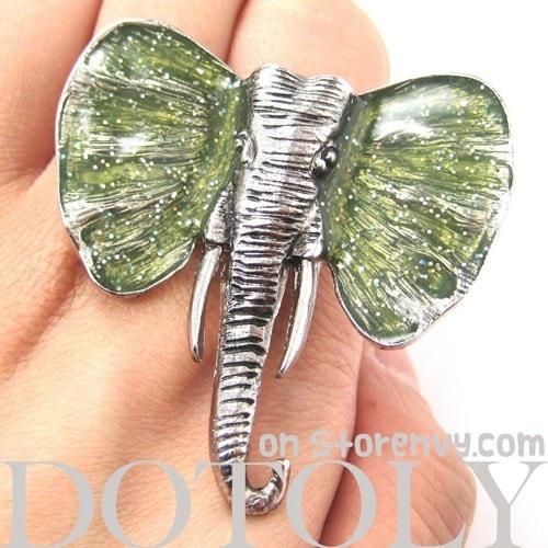 adjustable-elephant-animal-ring-in-silver-with-green-glitter-ears