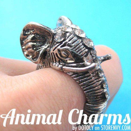 Elephant Realistic Adjustable Animal Ring in Silver on SALE – DOTOLY