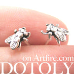 Realistic Fly Insect Shaped Stud Earrings in Sterling Silver | DOTOLY