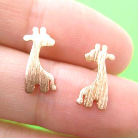 Giraffe Silhouette Animal Stud Earrings in Copper with Allergy Free Earring Posts | DOTOLY
