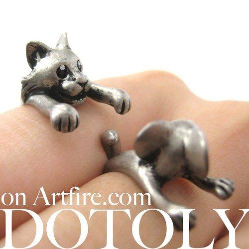 Cat and Mouse Shaped Animal Wrap Ring 2 Piece Set | US SIze 4 - 8.5 | DOTOLY