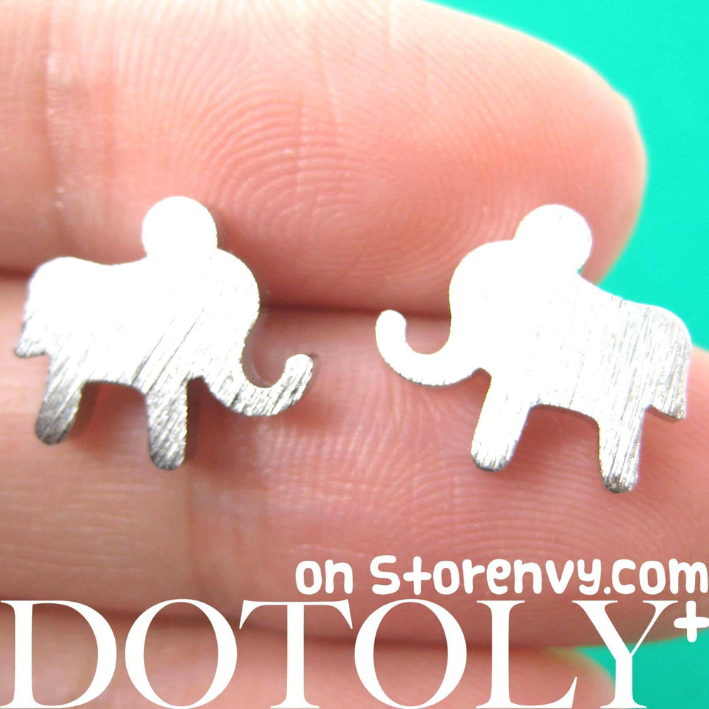 simple-elephant-animal-silhouette-stud-earrings-in-silver