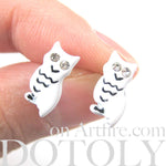 Arctic Snowy Owl Stud Earrings in White | Animal Jewelry | DOTOLY