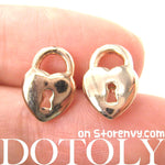 Key to My Heart | Heart Shaped Lock and Key Stud Earrings in Rose Gold | DOTOLY