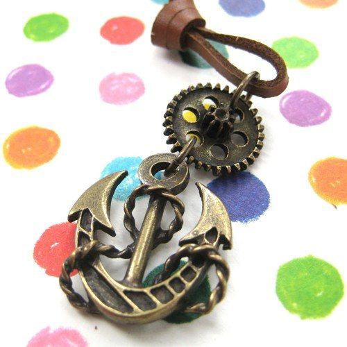 Antique Anchor Steampunk Pendant Necklace in Bronze | DOTOLY | DOTOLY