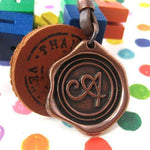 Antique Wax Seal Ink Stamp Leather Pendant Necklace | DOTOLY