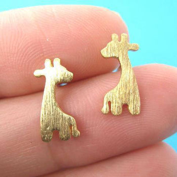 Giraffe Silhouette Animal Stud Earrings in Gold with Allergy Free Earring Posts | DOTOLY