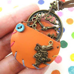 Alice in Wonderland Inspired Pocket Watch Pendant Necklace in Orange | DOTOLY