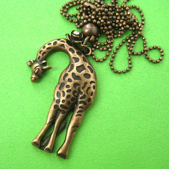 Giraffe Pendant Animal Necklace in Bronze | Animal Jewelry | DOTOLY