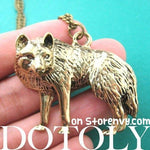 Wolf Fox Animal Pendant Necklace in Bronze | Animal Jewelry | DOTOLY