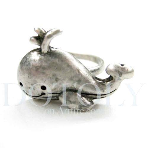 Adorable Whale Shaped Adjustable Animal Ring in Silver | DOTOLY | DOTOLY